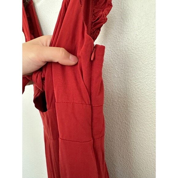 L*SPACE Pasadena Tie Front Smock Back Jumpsuit Rust Red Beach Women's Size XS - Picture 5 of 13
